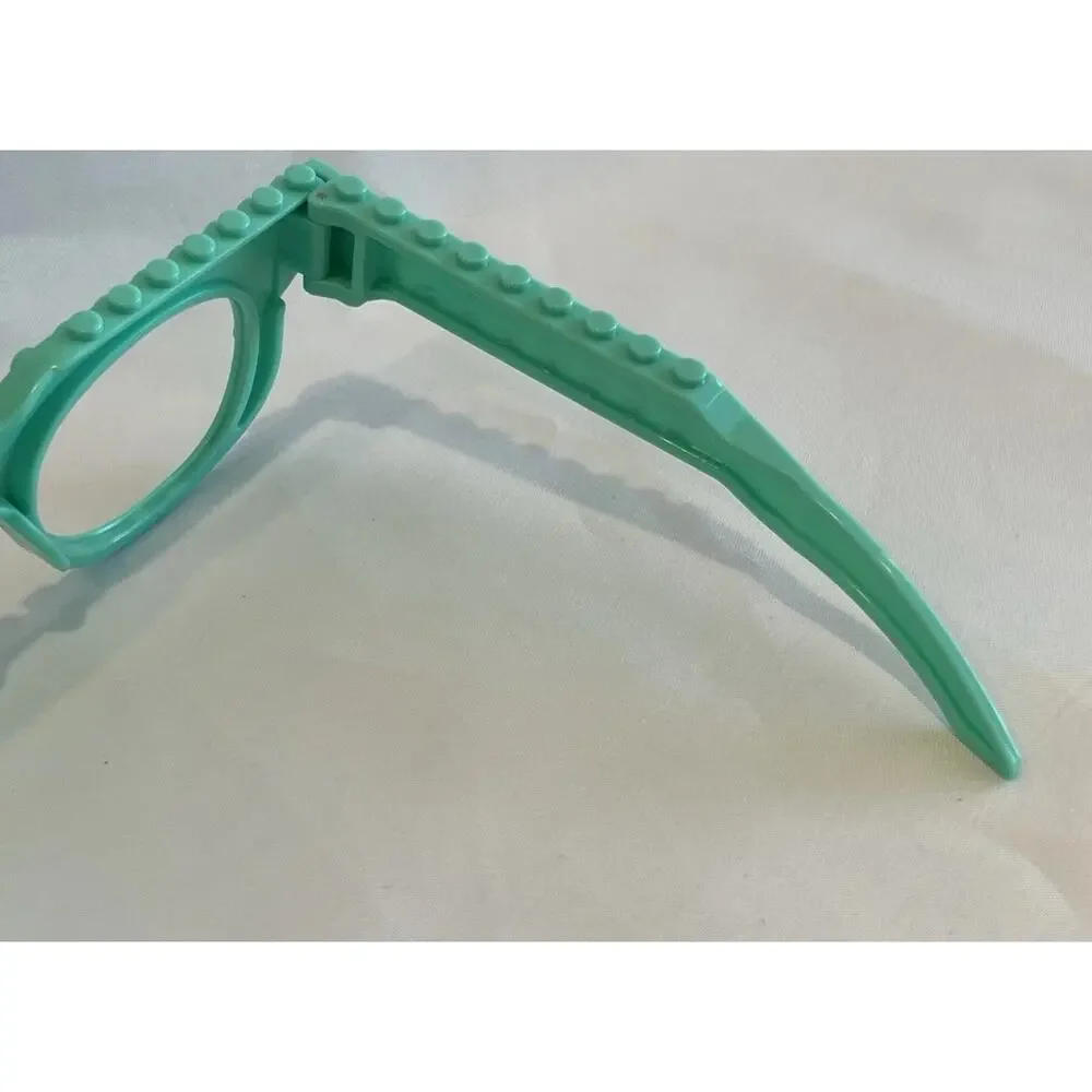 Lego Building Block Style Novelty Glasses For Kids Light Blue Plastic Frame